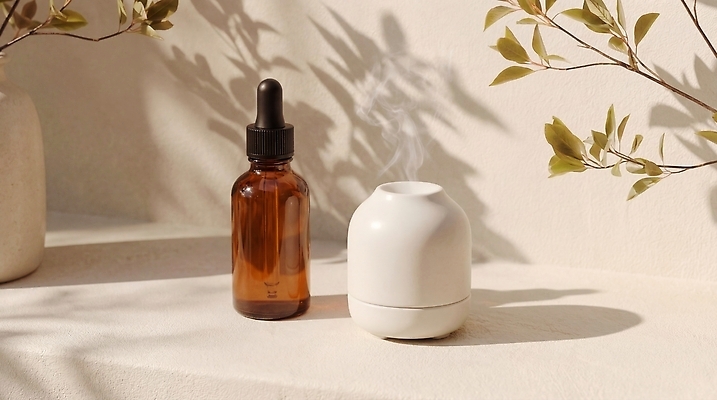 JPG 식물 편집이미지 초 인테리어 향기 아로마 아로마테라피 아로마오일 편집실사 AI포토 AI콘텐츠 디자인 오일_화장품 CG 냄새 테라피 파일형식