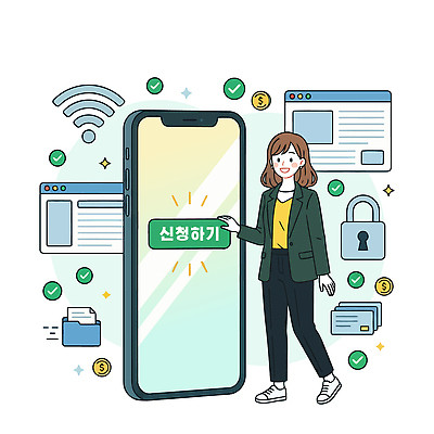 여자 인터넷 일러스트 버튼 자물쇠 청년 스마트폰 정보 체크 문서 온라인 월세 지원금 국내일러스트 AI파일 부동산 사람 성인 핸드폰 스마트기기 지원 파일형식 벡터