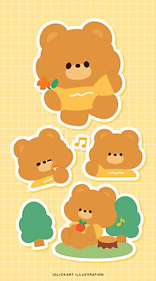 나무 캐릭터 꽃 음악 스티커 과일 일러스트 곰 앉기 귀여움 버섯 사과 오브젝트 엘리먼트 국내일러스트 AI파일 식물 동물 컨셉 포유류 모션 문화예술 파일형식 벡터