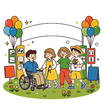 공원 기념일 꽃다발 일러스트 대화 웃음 성인 친구 만남 도움 장애인 즐거움 휠체어 풍선 소통 배리어프리 국내일러스트 AI파일 공공시설 꽃 감정 컨셉 관계 표정 말하기 사람 이벤트 장애 파일형식 벡터
