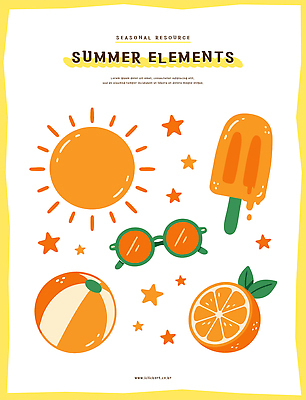 별 오렌지 과일 일러스트 아이스크림 여름 태양 비치볼 오브젝트 엘리먼트 국내일러스트 AI파일 자연요소 계절 공 디저트 바캉스용품 파일형식 벡터