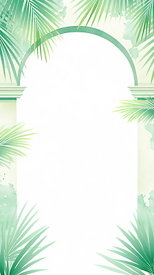 JPG 식물 화초 일러스트 수채화 프레임 초록색 열대식물 열대잎 트로피컬아트 국내일러스트 AI일러스트 AI콘텐츠 컬러 잎 그림 파일형식