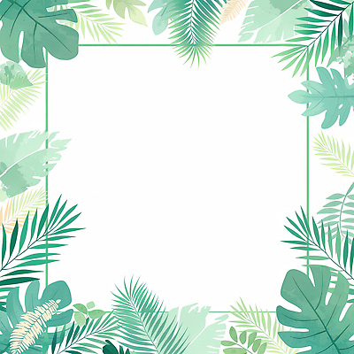 JPG 식물 잎 일러스트 수채화 프레임 초록색 사각형 열대식물 열대잎 트로피컬아트 국내일러스트 AI일러스트 AI콘텐츠 도형 컬러 그림 파일형식