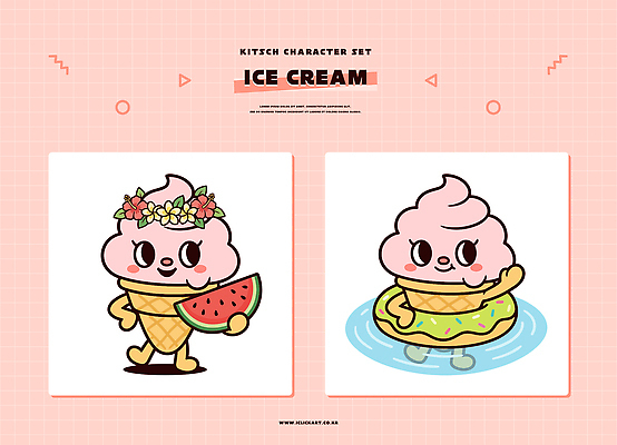 캐릭터 과일 일러스트 아이스크림 수박 여름 수영 화관 도넛 튜브 콘아이스크림 일러캐릭터 AI파일 계절 꽃 디저트 수상스포츠 파일형식 벡터