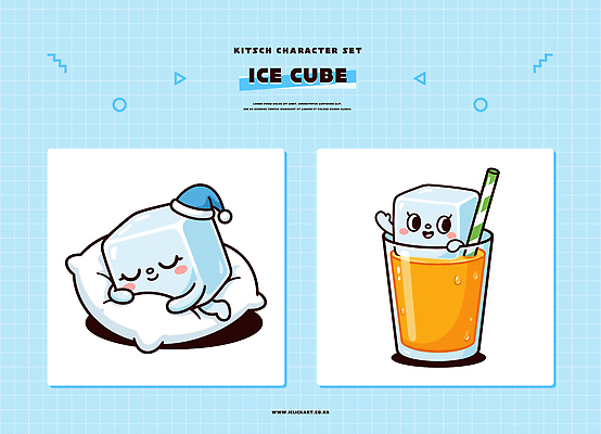 캐릭터 음료 일러스트 베개 컵 귀여움 얼음 잠 큐브 일러캐릭터 AI파일 자연요소 식기 컨셉 침구 파일형식 벡터