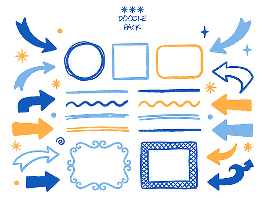 도형 화살표 선 곡선 일러스트 프레임 파란색 세트 노란색 사각형 원형 낙서 직선 국내일러스트 AI파일 컬러 파일형식 벡터