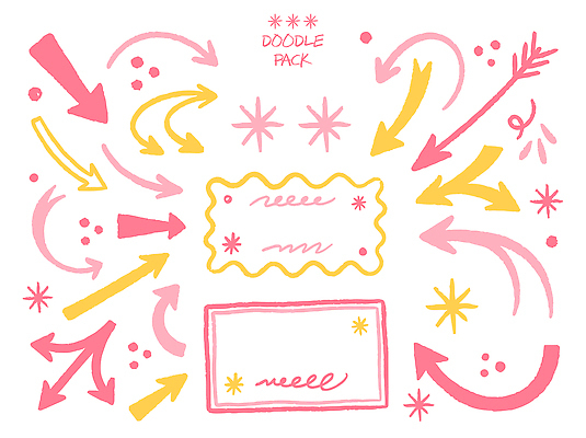 화살표 선 분홍색 곡선 일러스트 프레임 세트 노란색 사각형 낙서 국내일러스트 AI파일 도형 컬러 파일형식 벡터