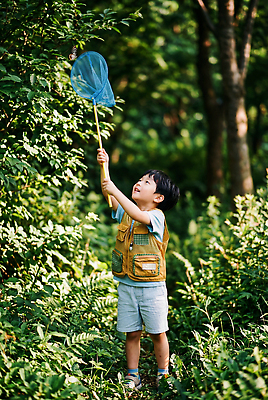JPG 나무 편집이미지 초등학생 어린이 나비 자연 소년 야외 여름 탐험 체험 숲 채집망 흥미 편집실사 AI인물포토 AI콘텐츠 식물 학생 계절 남자 곤충 컨셉 사람 CG 생태계 파일형식 AI포토