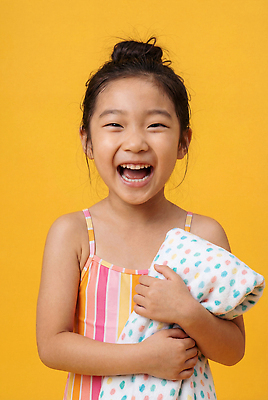 JPG 편집이미지 행복 어린이 포즈 안기 자연 놀이 표정 웃음 수건 줄무늬 즐거움 장면 외모 편집실사 AI인물포토 AI콘텐츠 감정 무늬 모션 사람 위생용품 CG 생태계 파일형식 AI포토