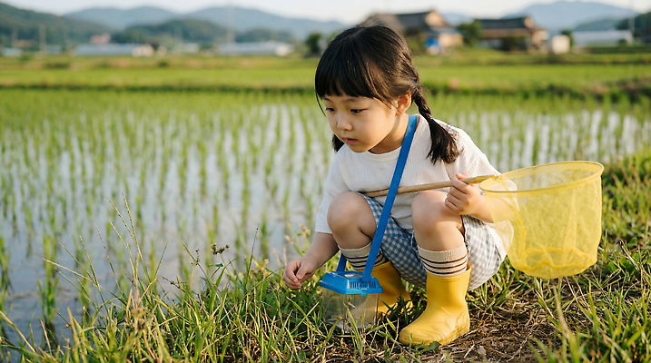 JPG 식물 편집이미지 어린이 모션 자연 논 소녀 물 여름 농촌 잡기 즐거움 채집망 채집통 편집실사 AI인물포토 AI콘텐츠 자연요소 계절 여자 감정 농업 통 사람 시골 CG 생태계 파일형식 AI포토
