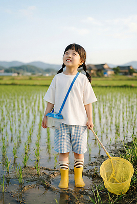 JPG 편집이미지 행복 어린이 밭 자연 소녀 물 여름 농사 농촌 채집망 오후 편집실사 AI인물포토 AI콘텐츠 자연요소 계절 여자 감정 농업 사람 시골 CG 생태계 파일형식 AI포토