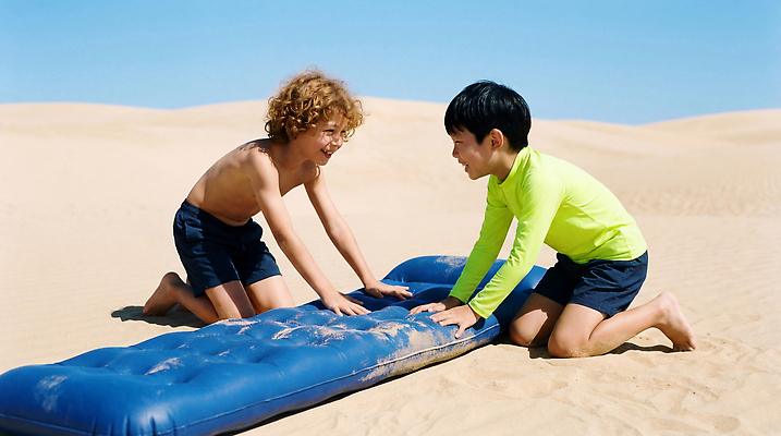 JPG 편집이미지 모래 장난 모션 날씨 웃음 소년 해변 야외 여름 친구 모래사장 햇빛 사막 즐거움 비치베드 놀기 편집실사 AI인물포토 AI콘텐츠 계절 남자 감정 어린이 바다 관계 표정 빛 CG 파일형식 AI포토