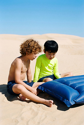 JPG 편집이미지 응시 어린이 모래 대화 앉기 소년 해변 여름 친구 모래사장 햇빛 사막 즐거움 비치베드 놀기 오후 편집실사 AI인물포토 AI콘텐츠 시선 계절 남자 감정 바다 관계 모션 말하기 사람 빛 CG 파일형식 AI포토