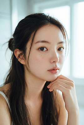 JPG 편집이미지 손 여자 실내 표정 고요 창가 턱 오후 혼자 의료성형뷰티 편집실사 AI인물포토 AI콘텐츠 창문 사람 내부 신체부위 CG 파일형식 AI포토