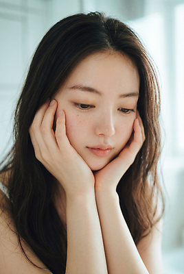 JPG 편집이미지 긴머리 손 여자 얼굴 생각 머리 방 눈 감싸기 의료성형뷰티 편집실사 AI인물포토 AI콘텐츠 헤어스타일 모션 사람 신체부위 CG 파일형식 AI포토