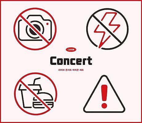 일러스트 안내 이벤트 카메라 콘서트 공연 금지 규칙 셔터 주의사항 국내일러스트 AI파일 주의 전자제품 파일형식 벡터
