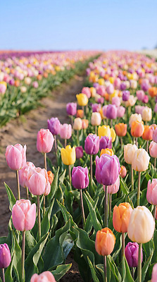 JPG 식물 편집이미지 꽃 길 꽃밭 자연 풍경 야외 햇빛 농장 정원 봄 튤립 편집실사 AI컴퓨터그래픽 AI콘텐츠 계절 농업 빛 CG 생태계 파일형식