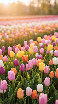 JPG 식물 편집이미지 꽃 화초 컬러 꽃밭 자연 풍경 초원 햇빛 봄 튤립 뷰티풀 편집실사 AI컴퓨터그래픽 AI콘텐츠 계절 빛 CG 생태계 파일형식