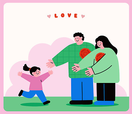 행복 감정 어린이 일러스트 가족 관계 포옹 따뜻함 사랑 웃음 소녀 달리기 기쁨 만남 축하 어버이날 카네이션 즐거움 그림 감사 가정의달 소통 순간 국내일러스트 AI파일 여자 기념일 꽃 컨셉 안기 모션 표정 사람 5월 파일형식 벡터