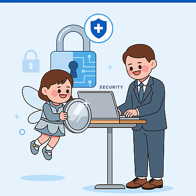 일러스트 요정 기술 안전 컴퓨터 자료 장비 정보 키보드 암호 보호 사이버 보안 방패 온라인 해킹 국내일러스트 AI파일 컨셉 전자제품 파일형식 벡터