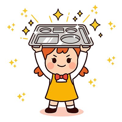 어린이 음식 포즈 백그라운드 일러스트 소녀 반짝임 즐거움 식판 급식 국내일러스트 AI파일 여자 감정 모션 사람 파일형식 벡터