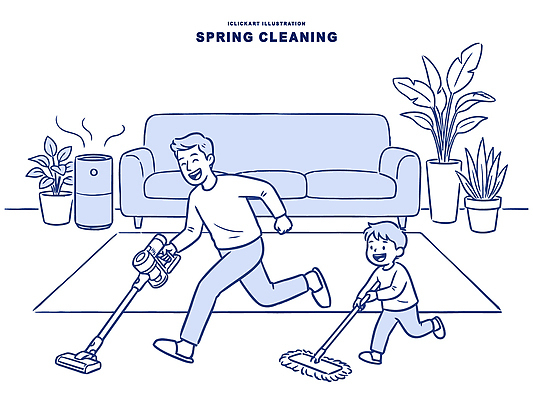 식물 남자 어린이 라인일러스트 일러스트 가정 가족 모션 협력 바닥 실내 웃음 일상 소파 봄 아빠 청소도구 청소 즐거움 걸레 대걸레 대청소 봄맞이 무선청소기 국내일러스트 AI파일 계절 감정 의자 관계 표정 사람 내부 라이프 도구 청소기 파일형식 벡터