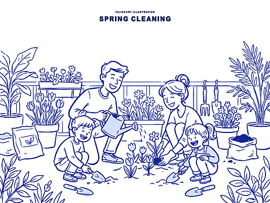 식물 여자 남자 꽃 화분 어린이 라인일러스트 일러스트 가족 모션 야외 부모 정원 농사 흙 봄 자녀 청소 즐거움 물주기 정원가꾸기 대청소 봄맞이 국내일러스트 AI파일 계절 감정 농업 관계 사람 원예 파일형식 벡터