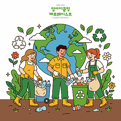 여자 남자 지구 일러스트 자연 협력 여러명 자연보호 환경 그린캠페인 재활용 쓰레기통 보호 쓰레기 플라스틱 청소 환경보전 분리수거 자원 쓰레기줍기 환경운동 업사이클링 제로웨이스트 국내일러스트 AI파일 캠페인 다수 컨셉 재질 사람 사회이슈 친환경 생태계 파일형식 벡터 줍기