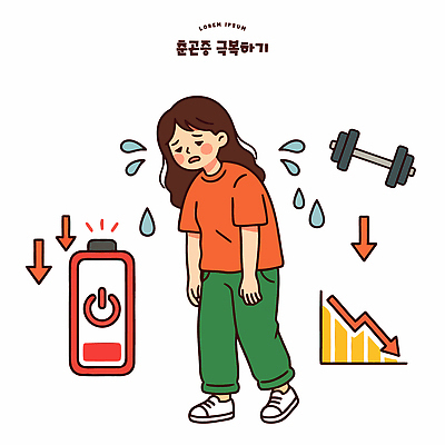 여자 운동화 일러스트 그래프 건강 피곤 운동 헬스 힘 건전지 하락 체육관 땀 방전 춘곤증 국내일러스트 AI파일 신발 컨셉 사람 질병 파일형식 벡터