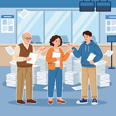 여자 남자 일러스트 회의 협력 대화 설명 사무실 자료 업무 작업 토론 불안 직원 문서 정리 문제 해결 의견 민원 국내일러스트 AI파일 감정 비즈니스 모션 말하기 사람 요청 신고 파일형식 벡터