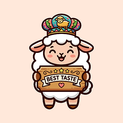 동물 캐릭터 음식 일러스트 왕관 축제 양 표지판 즐거움 오브젝트 양캐릭터 양꼬치 국내일러스트 AI파일 감정 동물캐릭터 포유류 알림판 파일형식 벡터