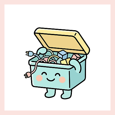 캐릭터 하늘색 일러스트 웃음 들기 상자 귀여움 기계 전선 전기에너지 연결 즐거움 오브젝트 정리 일러캐릭터 AI파일 감정 컨셉 모션 표정 파란색 에너지 파일형식 벡터