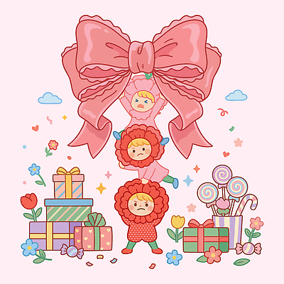 기념일 꽃 리본 어린이 인형 분홍색 일러스트 사탕 선물 장식 축하 어버이날 만화 스승의날 카네이션 가정의달 국내일러스트 AI파일 식물 컬러 컨셉 디저트 사람 이벤트 5월 파일형식 벡터
