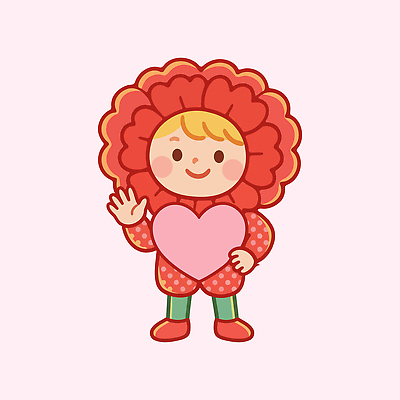 캐릭터 손 옷 꽃 행복 어린이 인형 분홍색 일러스트 사랑 웃음 귀여움 하트 어버이날 스승의날 카네이션 가정의달 국내일러스트 AI파일 모양 식물 기념일 감정 컬러 컨셉 표정 사람 신체부위 5월 파일형식 벡터