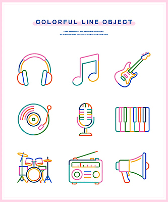 예술 악기 음악 연주 일러스트 노래 헤드폰 확성기 공연 기타 레코드 피아노 마이크 라디오 드럼 창작 국내일러스트 AI파일 음향기기 현악기 문화예술 타악기 이벤트 전자제품 음반 건반악기 파일형식 벡터