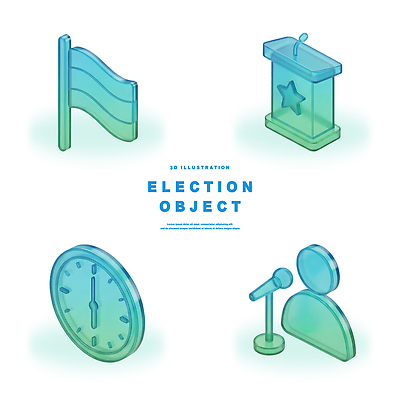 PSD 아이콘 시계 3D아이콘 국기 투표 선거 마이크 단상 정치 후보 유권자 음향기기 민주주의 파일형식