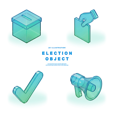 PSD 아이콘 3D아이콘 확성기 정보 투표 선거 민주주의 투표용지 투표함 소통 정치 참여 컨셉 파일형식