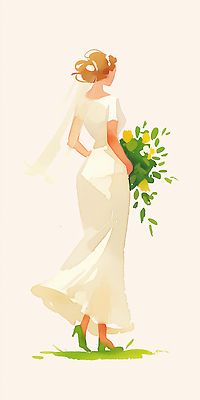 JPG 전통 드레스 여자 신부 부케 웨딩드레스 결혼 일러스트 자연 결혼식 사랑 정원 뷰티풀 국내일러스트 AI일러스트 AI콘텐츠 옷 감정 꽃다발 사람 이벤트 생태계 파일형식