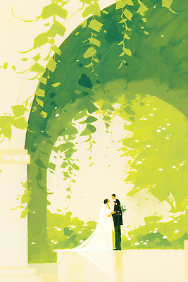 JPG 커플 여자 남자 부케 웨딩드레스 신랑 결혼 잎 일러스트 자연 결혼식 사랑 풍경 턱시도 야외 손잡기 아치 신랑신부 국내일러스트 AI일러스트 AI콘텐츠 식물 드레스 감정 신부_웨딩 꽃다발 관계 모션 사람 정장 이벤트 생태계 파일형식