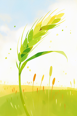 JPG 식물 백그라운드 일러스트 자연 하늘 초원 연두색 농작물 햇빛 풀 청보리 청보리밭 국내일러스트 AI일러스트 AI콘텐츠 밭 농업 초록색 빛 생태계 보리 파일형식