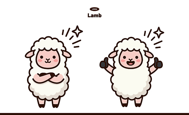 동물 캐릭터 일러스트 손가락 서기 웃음 귀여움 양 최고 오브젝트 양캐릭터 일러캐릭터 AI파일 손 동물캐릭터 컨셉 포유류 모션 표정 파일형식 벡터