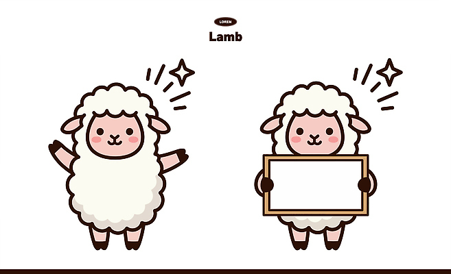 동물 캐릭터 행복 액자 일러스트 웃음 귀여움 양 양캐릭터 창의성 일러캐릭터 AI파일 감정 동물캐릭터 컨셉 포유류 표정 파일형식 벡터