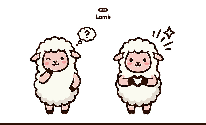 동물 캐릭터 생각 일러스트 사랑 웃음 귀여움 하트 양 양캐릭터 일러캐릭터 AI파일 모양 감정 동물캐릭터 컨셉 포유류 표정 파일형식 벡터