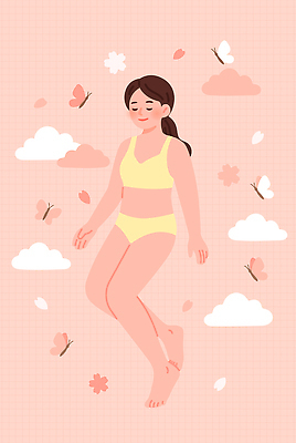 여자 수영복 꽃잎 행복 나비 일러스트 자연 하늘 휴식 속옷 편안함 뷰티풀 국내일러스트 AI파일 옷 꽃 감정 곤충 컨셉 사람 감각 생태계 파일형식 벡터