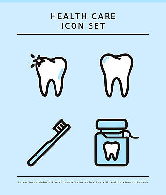 일러스트 의학 건강 치과 관리 치료 치아 위생 칫솔 구강 예방 치실 국내일러스트 AI파일 병원 위생용품 입 소화기관 파일형식 벡터