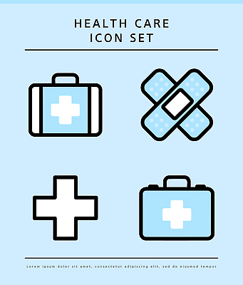 기호 일러스트 의학 건강 안전 치료 건강관리 반창고 구급상자 심볼 예방 응급치료 국내일러스트 AI파일 문자 관리 의료용품 파일형식 벡터