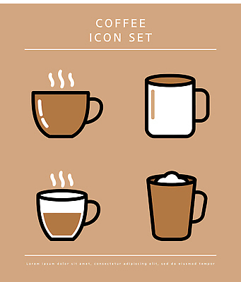 커피 음료 일러스트 컵 세트 갈색 거품 뜨거움 국내일러스트 AI파일 식기 컬러 파일형식 벡터