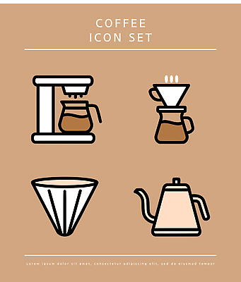커피 음료 일러스트 주전자 세트 카페 도구 뜨거움 거름종이 드립 추출 카페인 국내일러스트 AI파일 종이 주방용품 상점 파일형식 벡터