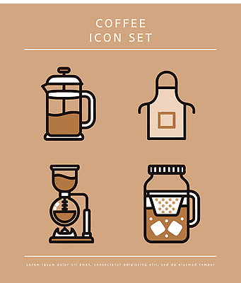 커피 음료 일러스트 주방용품 앞치마 도구 오브젝트 프렌치프레스 더치커피 국내일러스트 AI파일 생활용품 커피용품 파일형식 벡터