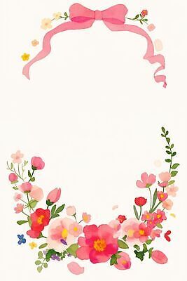 JPG 꽃 리본 분홍색 잎 일러스트 수채화 장미 노란색 보라색 튤립 꽃프레임 국내일러스트 AI일러스트 AI콘텐츠 식물 컬러 프레임 파일형식